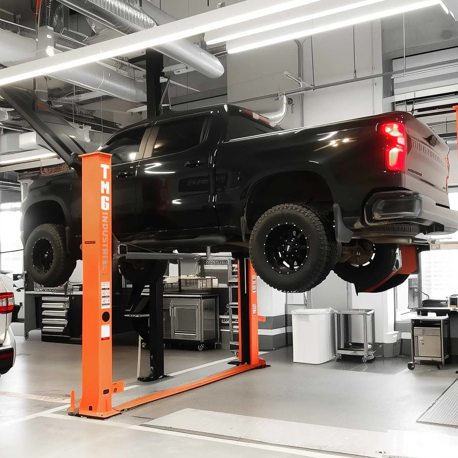 10,000-lb Two Post Floor Plate Auto Lift, Symmetric Arms, 77" Lift Height, Dual-Point Lock Release, TMG-TPL45 - Image 4