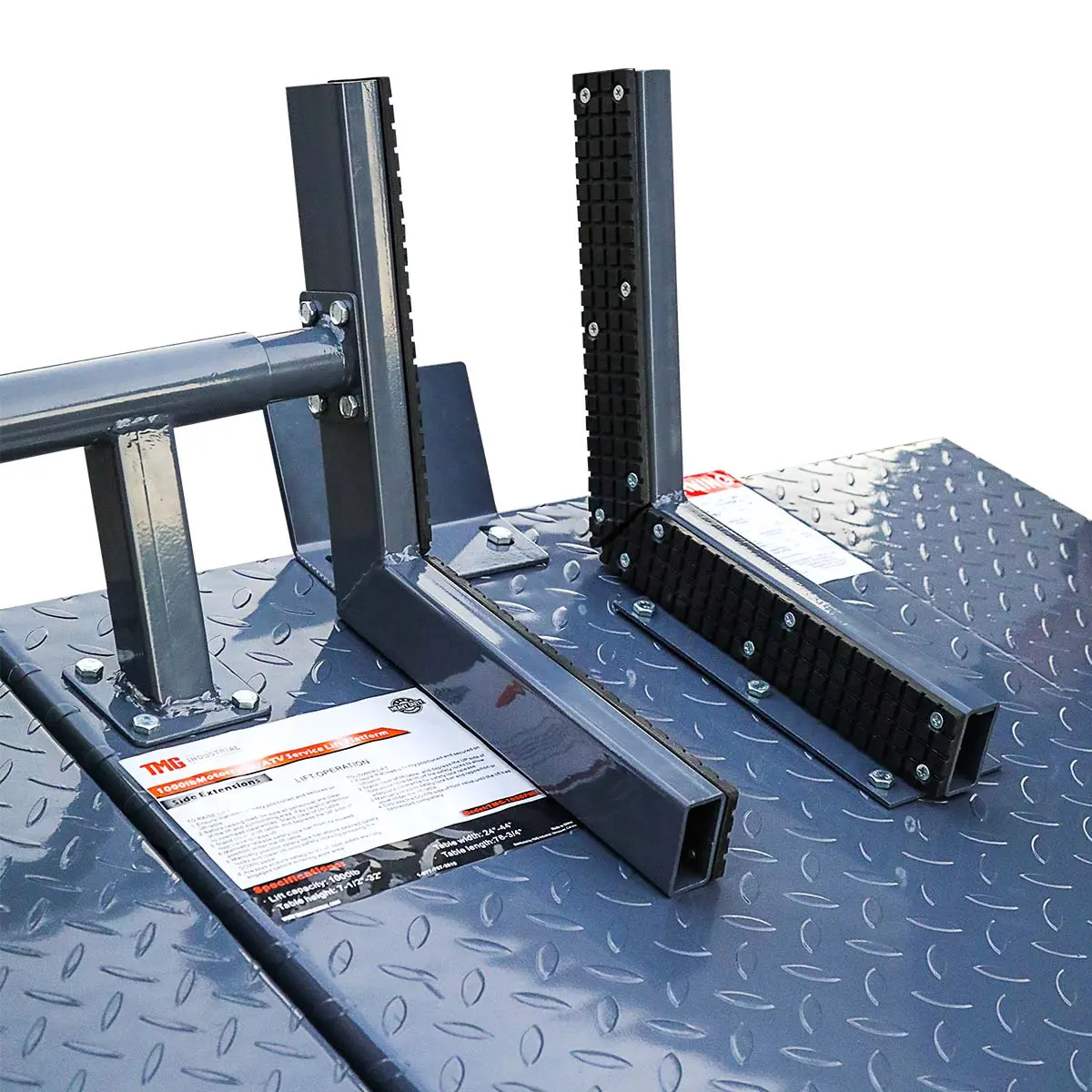 1000 lb Portable Motorcycle/ATV Scissor Lift, 44" Work Platform, 10" Side Panel Extensions, 79" Platform Length, Front Vise Kit, TMG-1000PML - Image 8