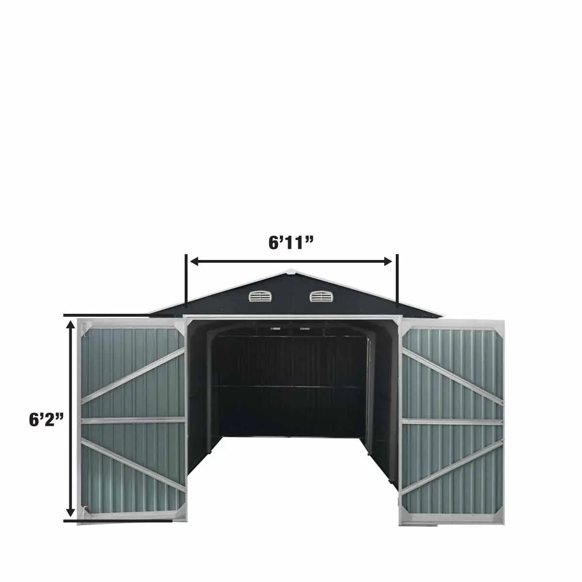 10' x 20' Metal Garage Shed with Double Front Doors, 7'8" Peak Height, Side Entry Door, 185 Sq-Ft Floor Space, TMG-MS1020A - Image 4