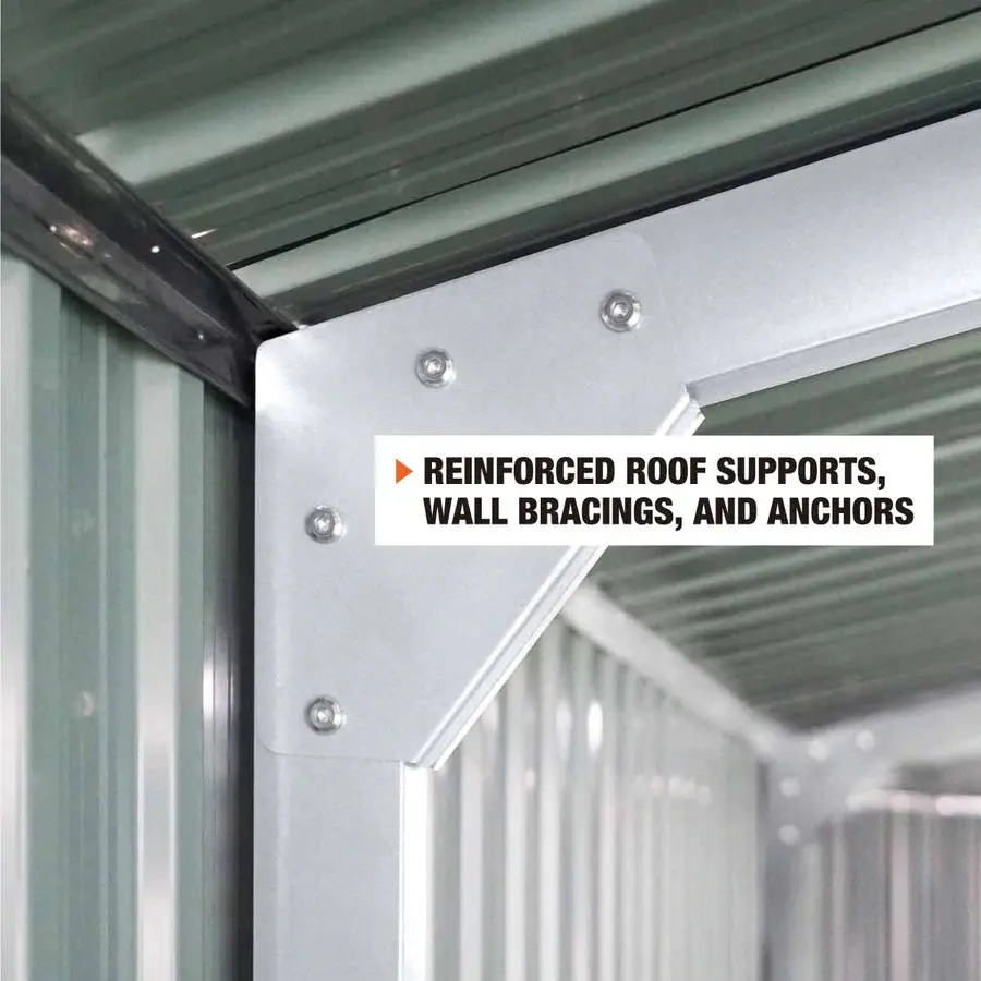 10' x 20' Metal Garage Shed with Double Front Doors, 7'8" Peak Height, Side Entry Door, 185 Sq-Ft Floor Space, TMG-MS1020A - Image 8