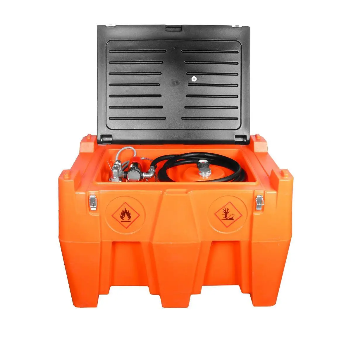 116 Gallon Diesel Poly Fuel Tank, Ratchet Strap Recesses, 15 GPM Fuel Pump, Lockable Lid, Reinforced Single Wall Design, TMG-DFT116 - Image 3