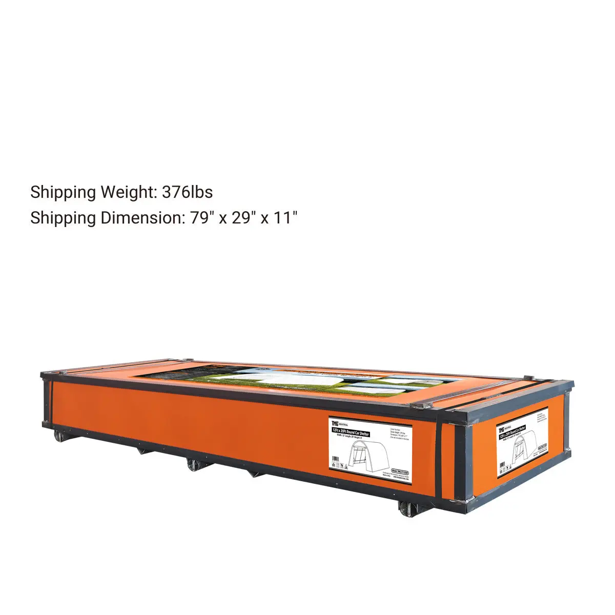 12' x 20' Car Shelter w/Rounded Roof & Heavy-Duty 11 OZ PE Fabric Cover, Galvanized Steel Frame, Fabric front roll-up door, TMG-ST1220R - Image 14