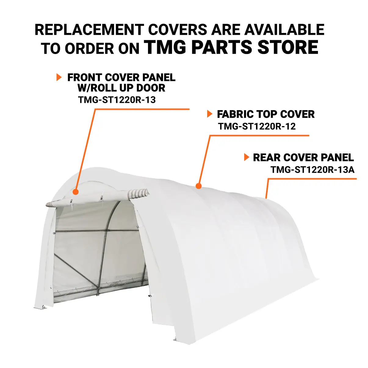 12' x 20' Car Shelter w/Rounded Roof & Heavy-Duty 11 OZ PE Fabric Cover, Galvanized Steel Frame, Fabric front roll-up door, TMG-ST1220R - Image 3