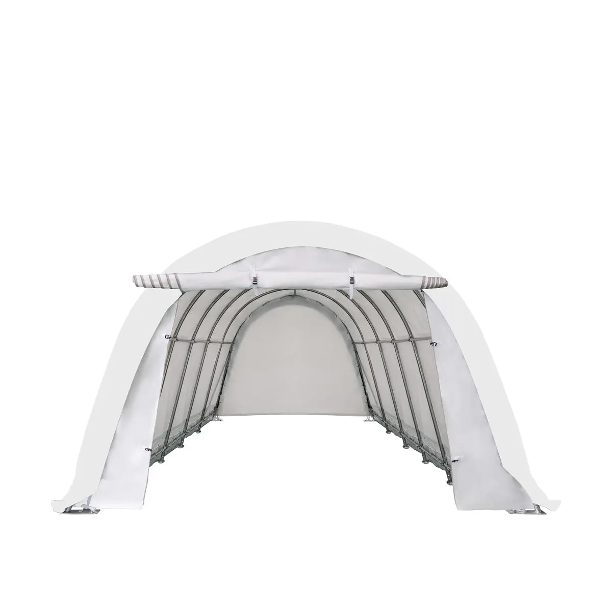 12' x 30' Car Shelter w/Rounded Roof & Heavy-Duty 11 OZ PE Fabric Cover, Galvanized Steel Frame, Fabric front roll-up door, TMG-ST1230R - Image 3