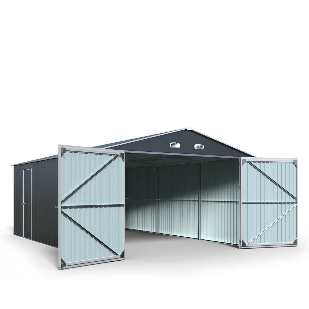 13' x 20' Metal Garage Shed with Double Front Doors, 7'9" Peak Height, Side Entry Door, 240 Sq-Ft Floor Space, TMG-MS1320A - Image 6