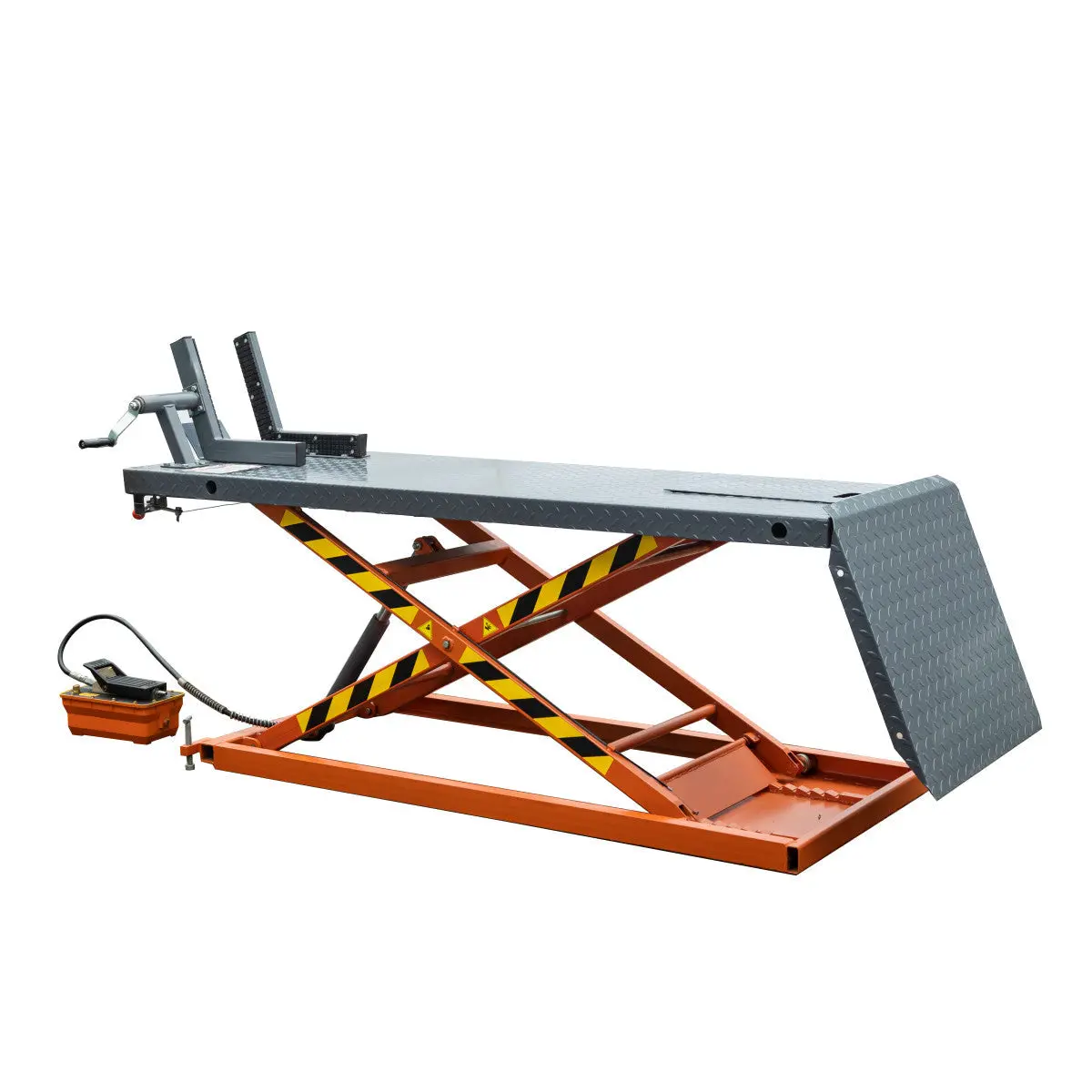 1500-lb Portable Motorcycle/ATV Scissor Lift, 48" Work Platform, Side Extensions, Front Vise Grip, TMG-1500PML - Image 4