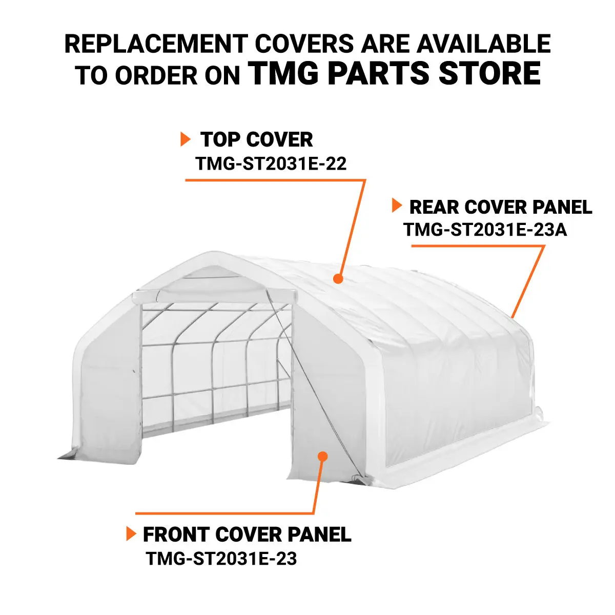 20' x 30' Straight Wall Peak Ceiling Storage Shelter with Heavy Duty 11 oz PE Cover & Drive Through Door, TMG-ST2031E - Image 4