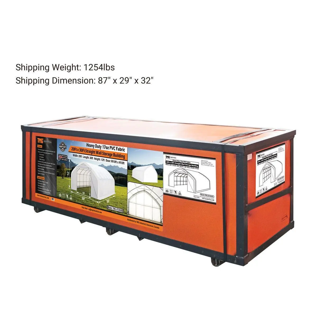 20' x 30' Straight Wall Peak Ceiling Storage Shelter with Heavy Duty 17 oz PVC Cover & Drive Through Door, TMG-ST2031V (Previously ST2030V) - Image 14
