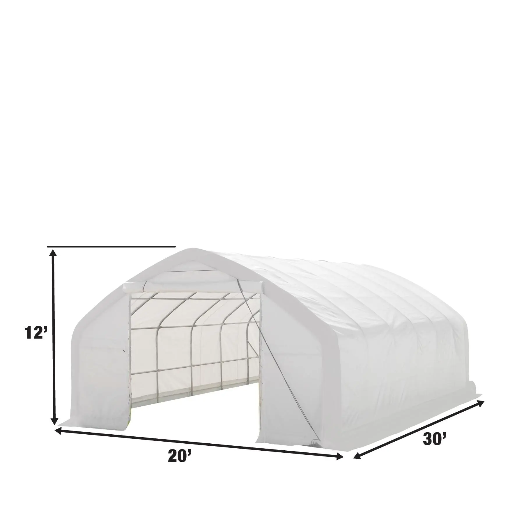 20' x 30' Straight Wall Peak Ceiling Storage Shelter with Heavy Duty 17 oz PVC Cover & Drive Through Door, TMG-ST2031V (Previously ST2030V) - Image 3