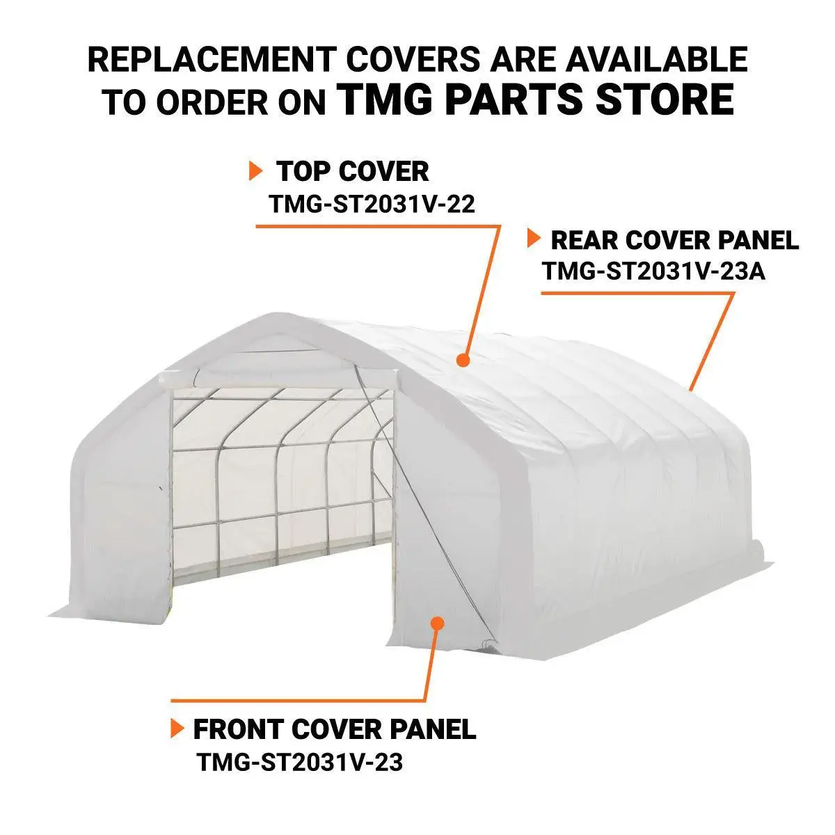 20' x 30' Straight Wall Peak Ceiling Storage Shelter with Heavy Duty 17 oz PVC Cover & Drive Through Door, TMG-ST2031V (Previously ST2030V) - Image 4