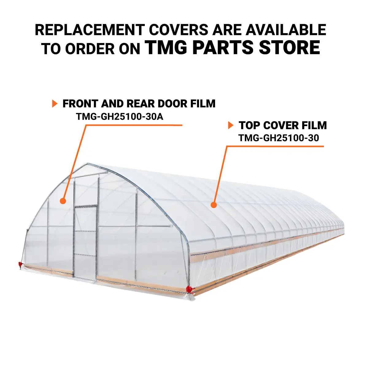 25' x 100' Tunnel Greenhouse Grow Tent w/6 Mil Clear EVA Plastic Film, Cold Frame, Hand Crank Roll-Up Sides, Peak Ceiling Roof, TMG-GH25100 - Image 5