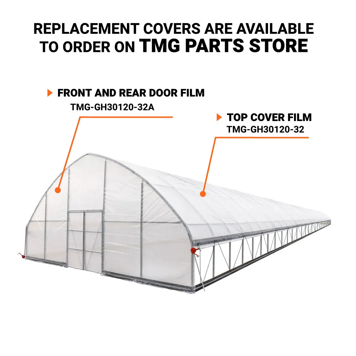 30' x 120' Tunnel Greenhouse Grow Tent w/6 Mil Clear EVA Plastic Film, Cold Frame, Hand Crank Roll-Up Sides, Peak Ceiling Roof, TMG-GH30120 - Image 6