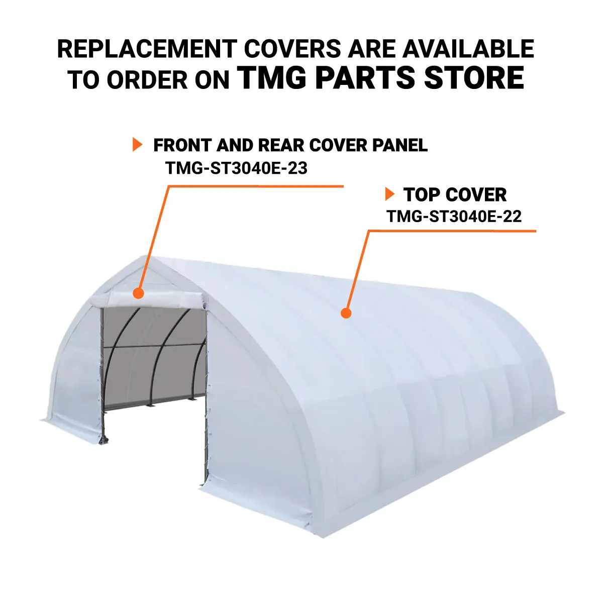 30' x 40' Peak Ceiling Storage Shelter with Heavy Duty 11 oz PE Cover & Drive Through Doors, TMG-ST3040E (Previously ST3040) - Image 4