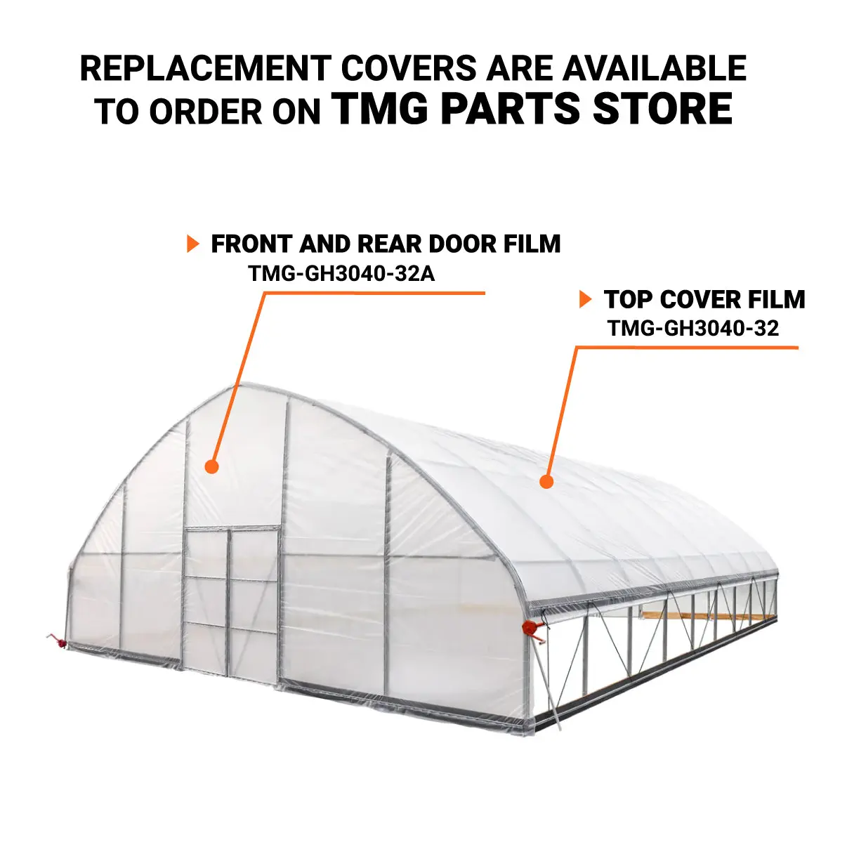 30' x 40' Tunnel Greenhouse Grow Tent w/6 Mil Clear EVA Plastic Film, Cold Frame, Hand Crank Roll-Up Sides, Peak Ceiling Roof, TMG-GH3040 - Image 5