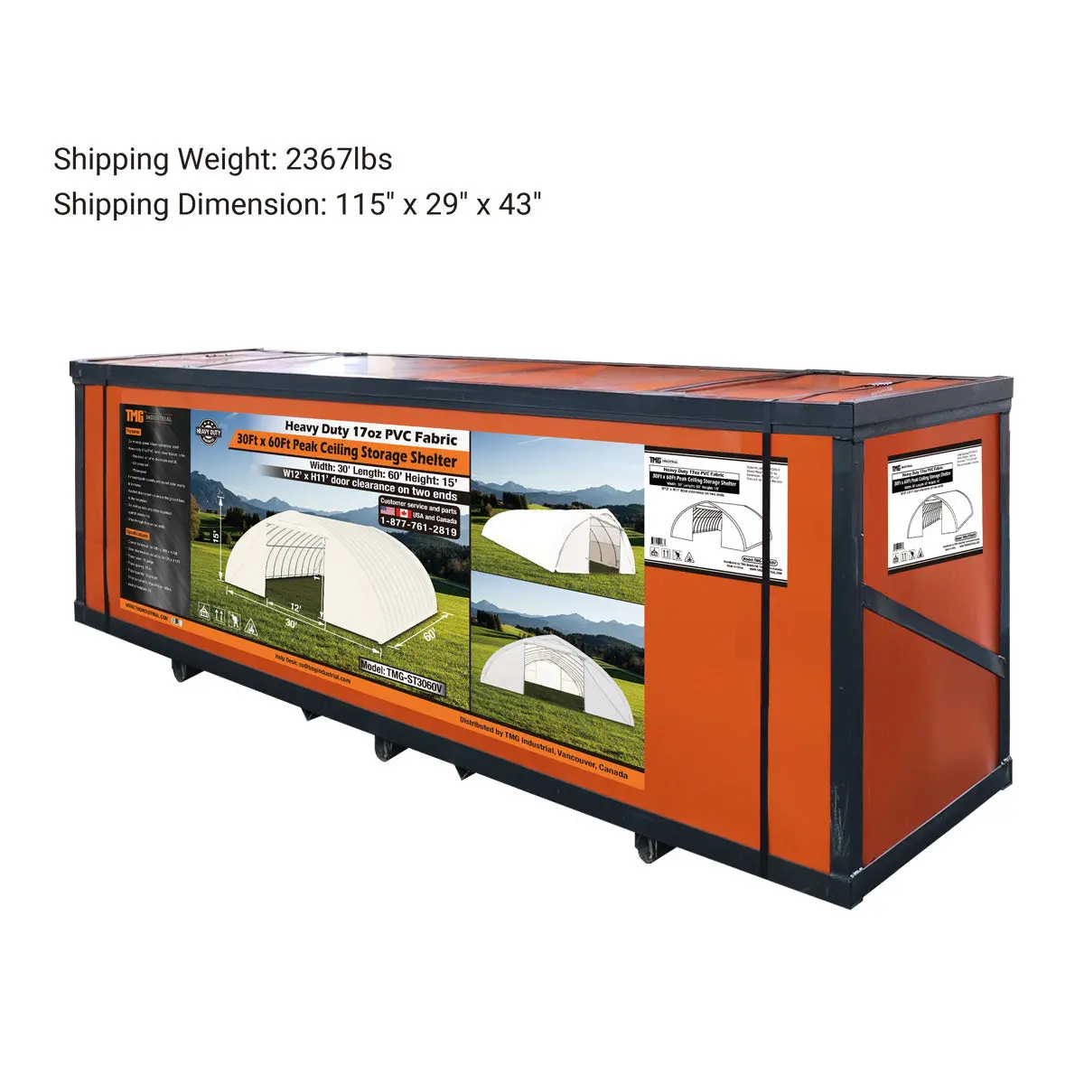 30' x 60' Peak Ceiling Storage Shelter with Heavy Duty 17 oz PVC Cover & Drive Through Doors, TMG-ST3060V - Image 15