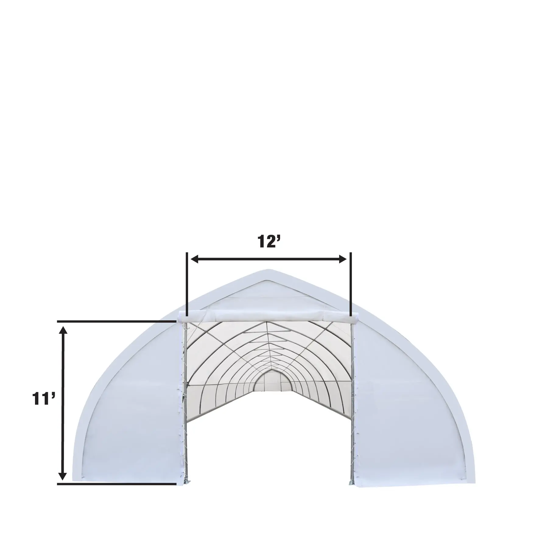 30' x 80' Peak Ceiling Storage Shelter with Heavy Duty 17 oz PVC Cover & Drive Through Doors, TMG-ST3080V - Image 4