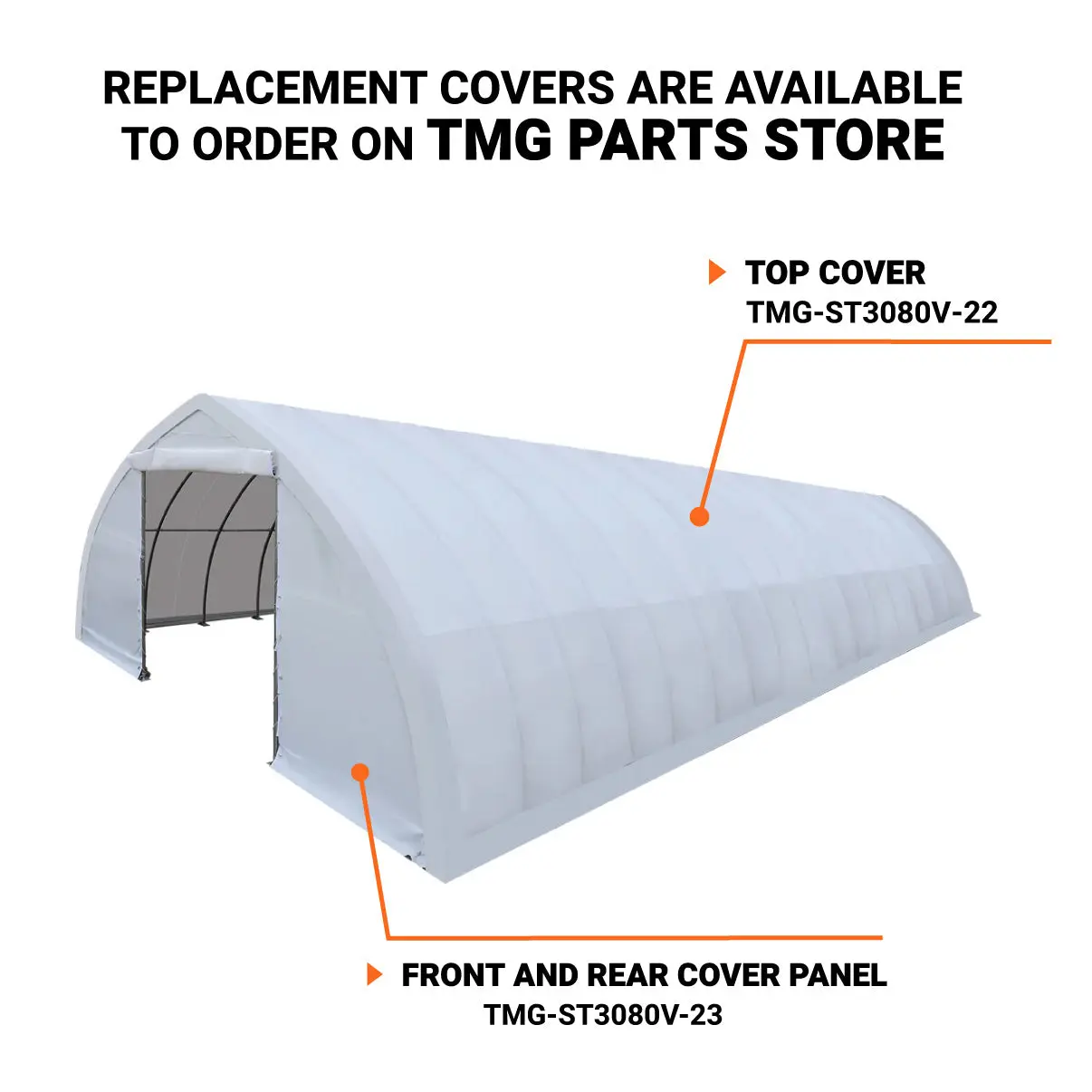 30' x 80' Peak Ceiling Storage Shelter with Heavy Duty 17 oz PVC Cover & Drive Through Doors, TMG-ST3080V - Image 5