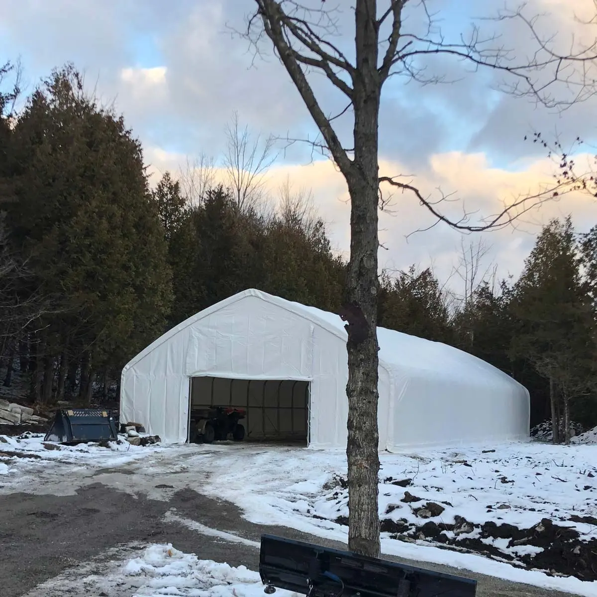 30' x 50' Straight Wall Peak Ceiling Storage Shelter with Heavy Duty 17 oz PVC Cover & Drive Through Doors, TMG-ST3050V - Image 14