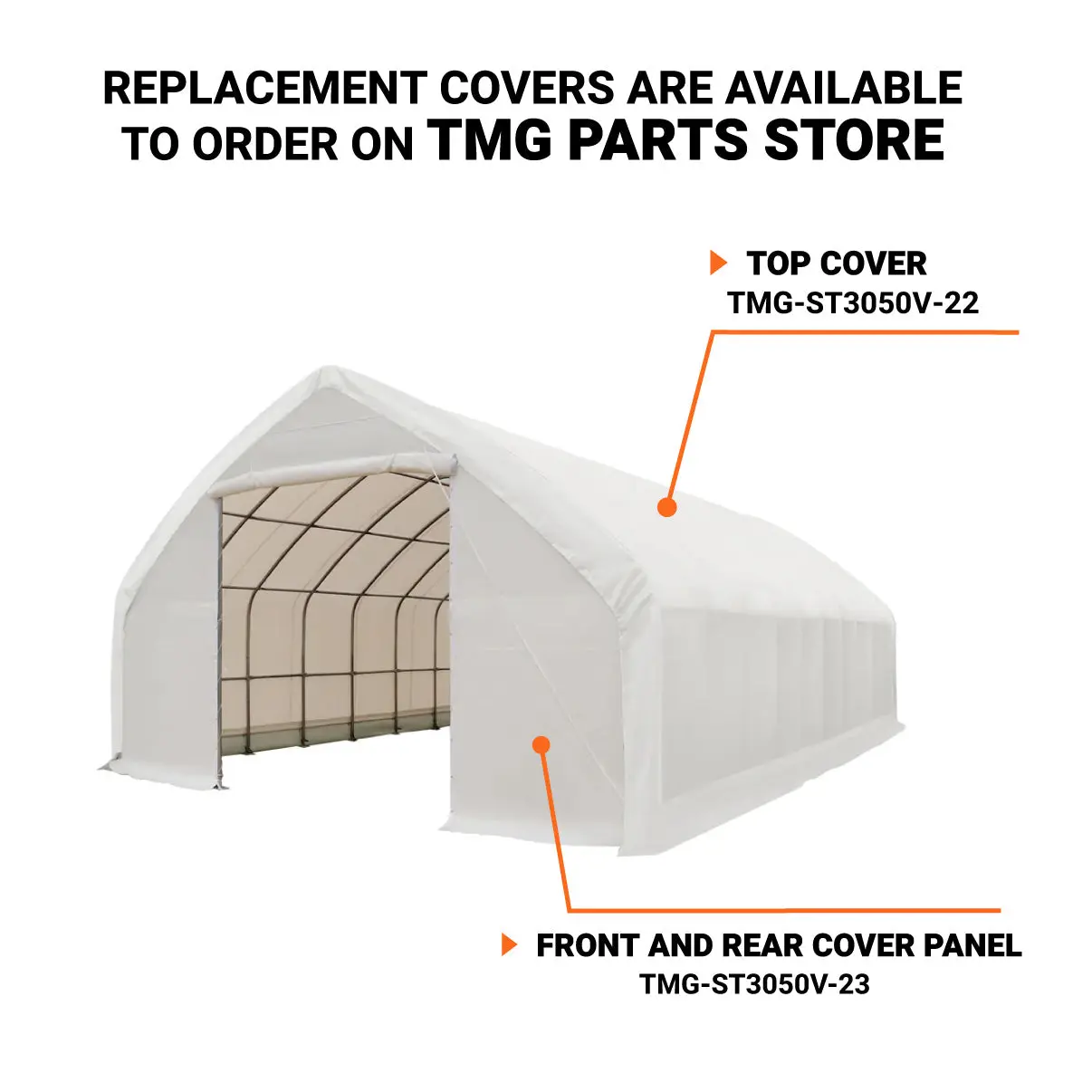 30' x 50' Straight Wall Peak Ceiling Storage Shelter with Heavy Duty 17 oz PVC Cover & Drive Through Doors, TMG-ST3050V - Image 4