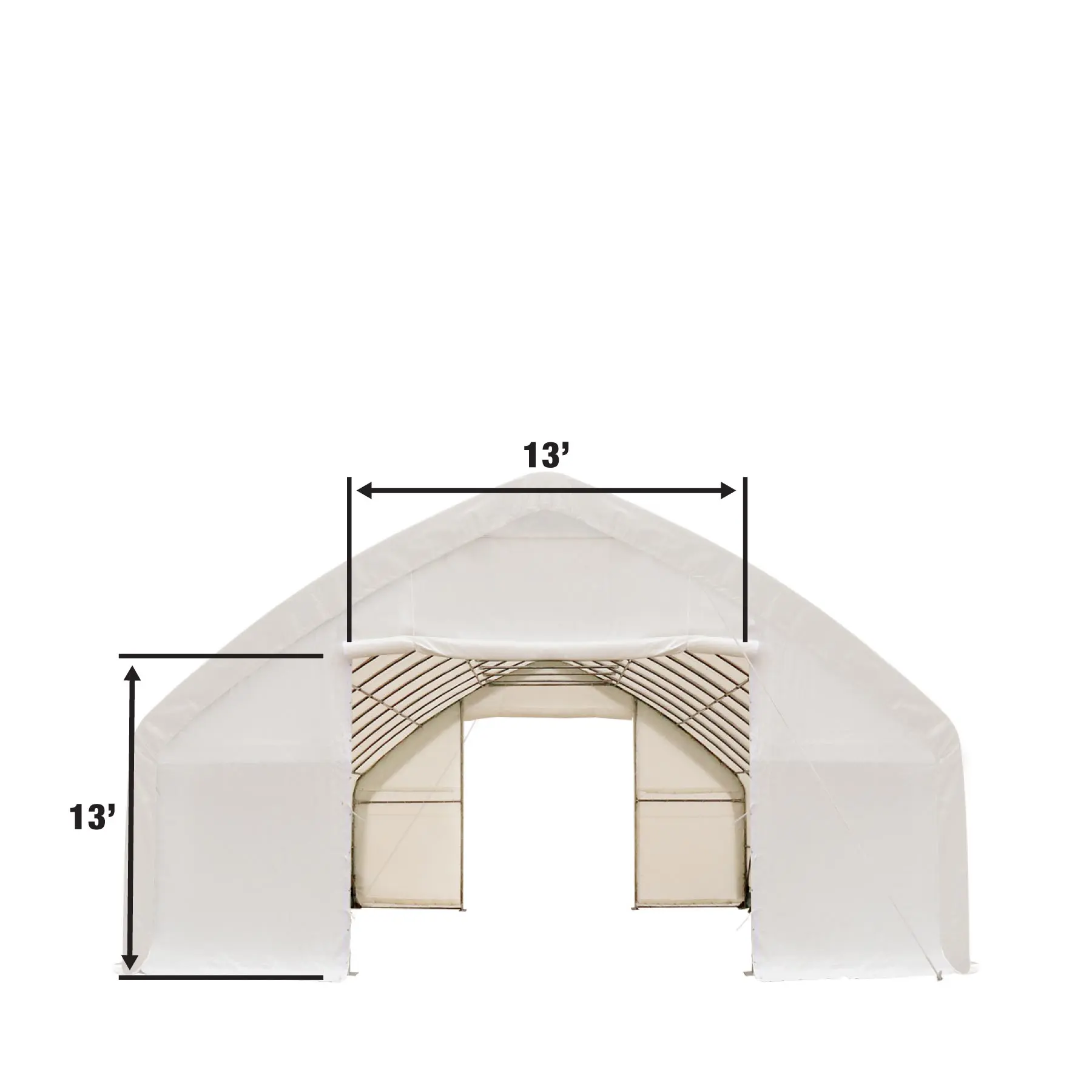 30' x 50' Straight Wall Peak Ceiling Storage Shelter with Heavy Duty 17 oz PVC Cover & Drive Through Doors, TMG-ST3050V - Image 6