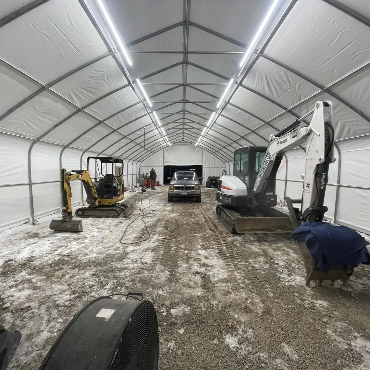 30' x 70' Straight Wall Peak Ceiling Storage Shelter with Heavy Duty 17 oz PVC Cover & Drive Through Doors, TMG-ST3070V - Image 5