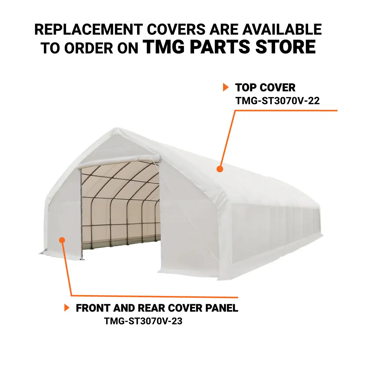 30' x 70' Straight Wall Peak Ceiling Storage Shelter with Heavy Duty 17 oz PVC Cover & Drive Through Doors, TMG-ST3070V - Image 6