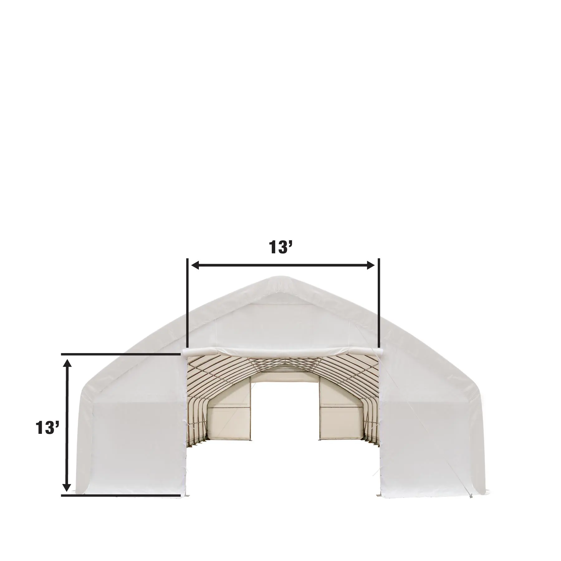 30' x 70' Straight Wall Peak Ceiling Storage Shelter with Heavy Duty 17 oz PVC Cover & Drive Through Doors, TMG-ST3070V - Image 9