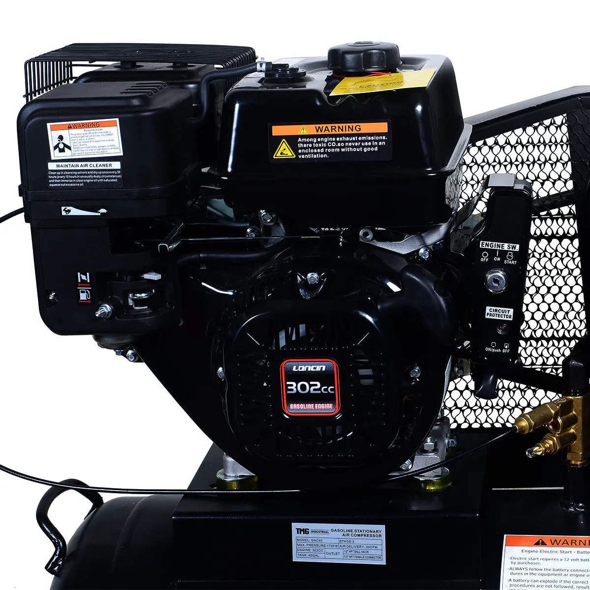 40 Gallon 2-Stage Truck Mounted Air Compressor, 9 HP OHV Loncin Engine, Horizontal Tank, 18.7 CFM @ 90 PSI, TMG-GAC40 - Image 9
