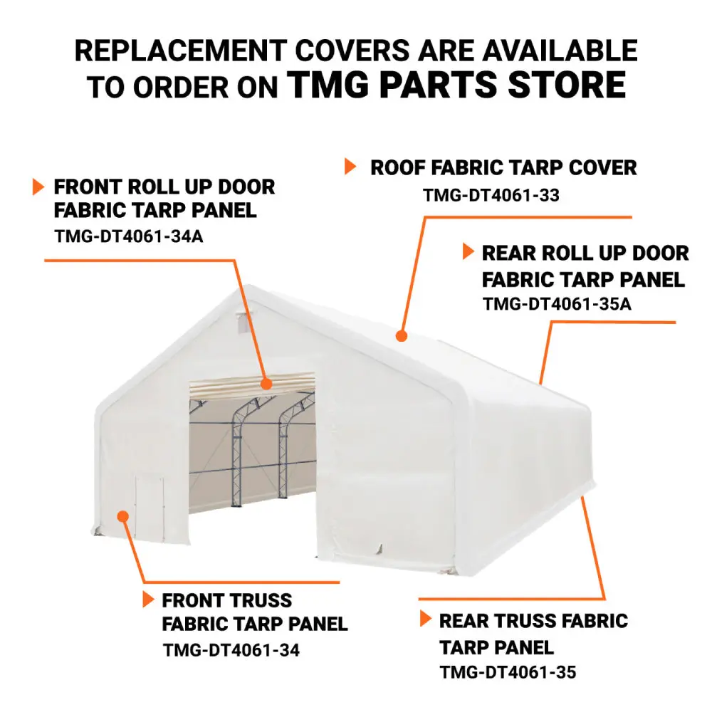 40' x 60' Dual Truss Storage Shelter with Heavy Duty 21 oz PVC Cover & Drive Through Doors, TMG-DT4061 - Image 3