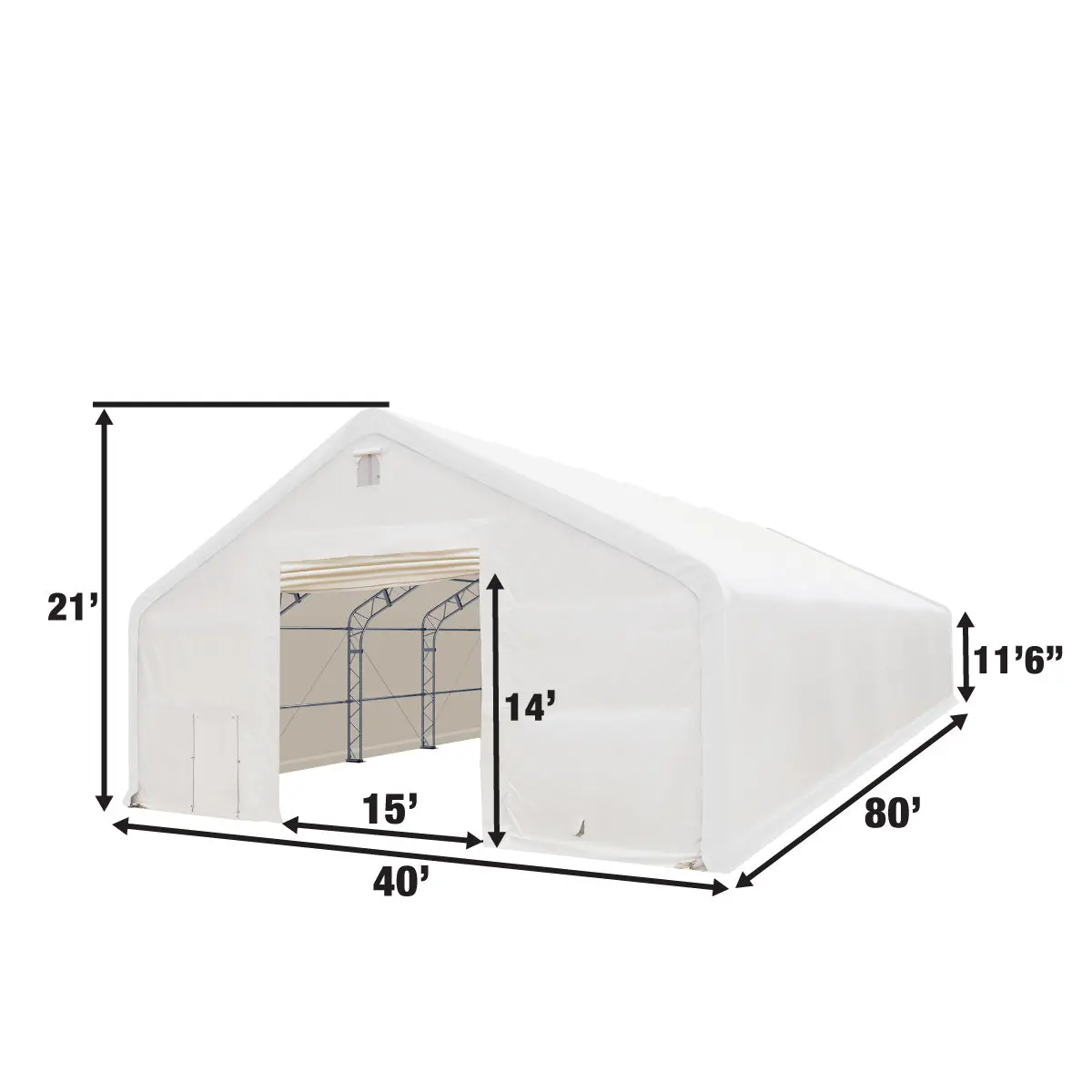 40' x 80' Dual Truss Storage Shelter with Heavy Duty 21 oz PVC Cover & Drive Through Doors, TMG-DT4081 (Previously DT4080) - Image 5