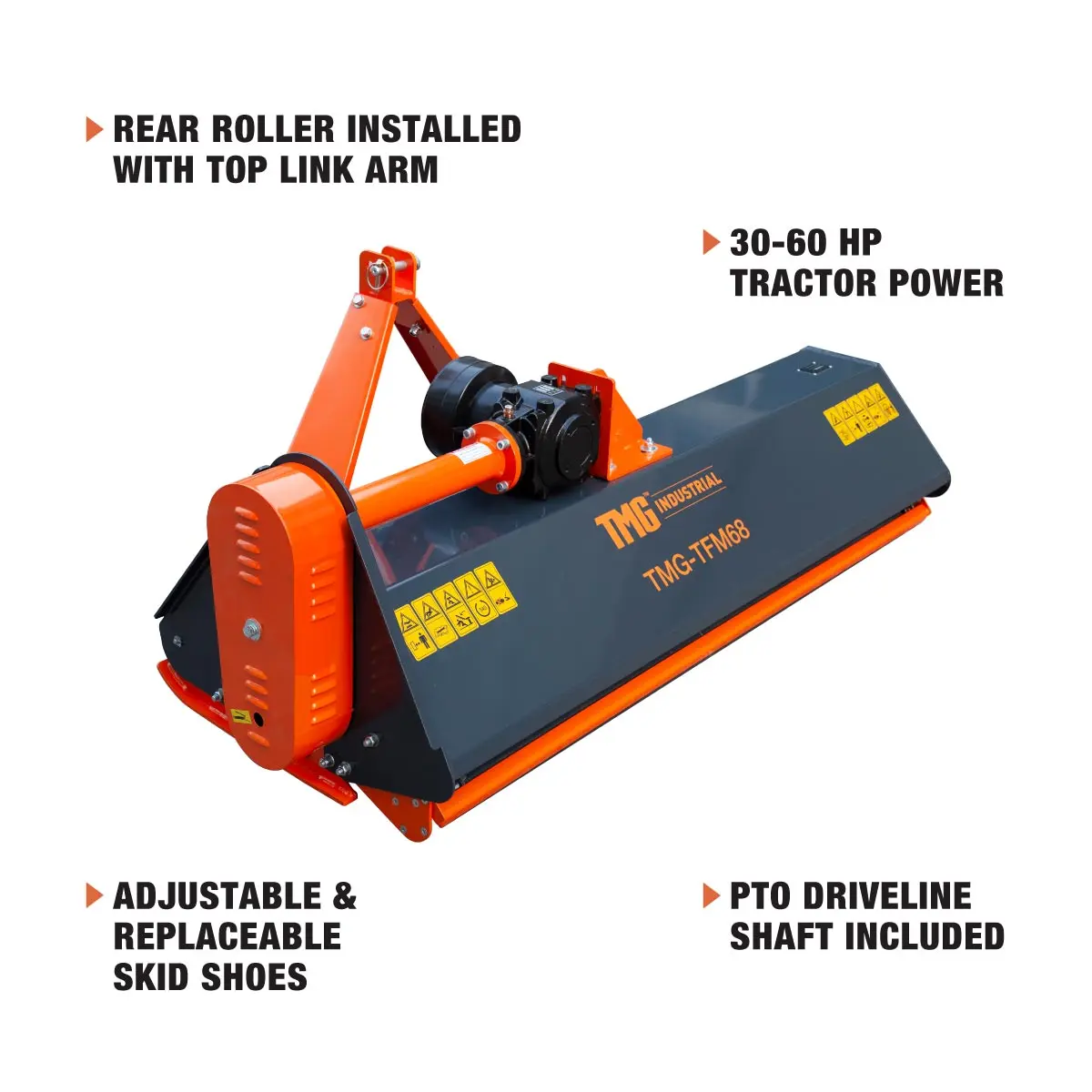 68" Flail Mower, 3-Point Hitch, 30-60 HP Tractor, PTO Drive Shaft, TMG-TFM68 - Image 7