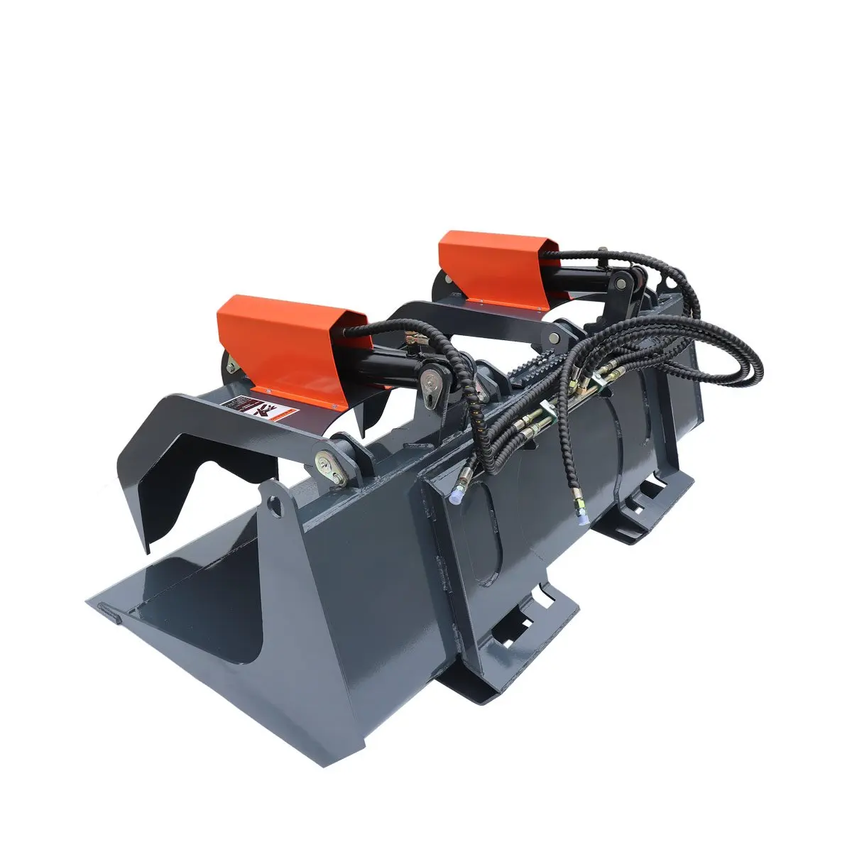 72" Skid Steer Solid Bottom Grapple Bucket, 35" Grab Opening, Dual Cylinder Arms, 3000-lb Capacity, 30-70 HP, TMG-GB72 - Image 3