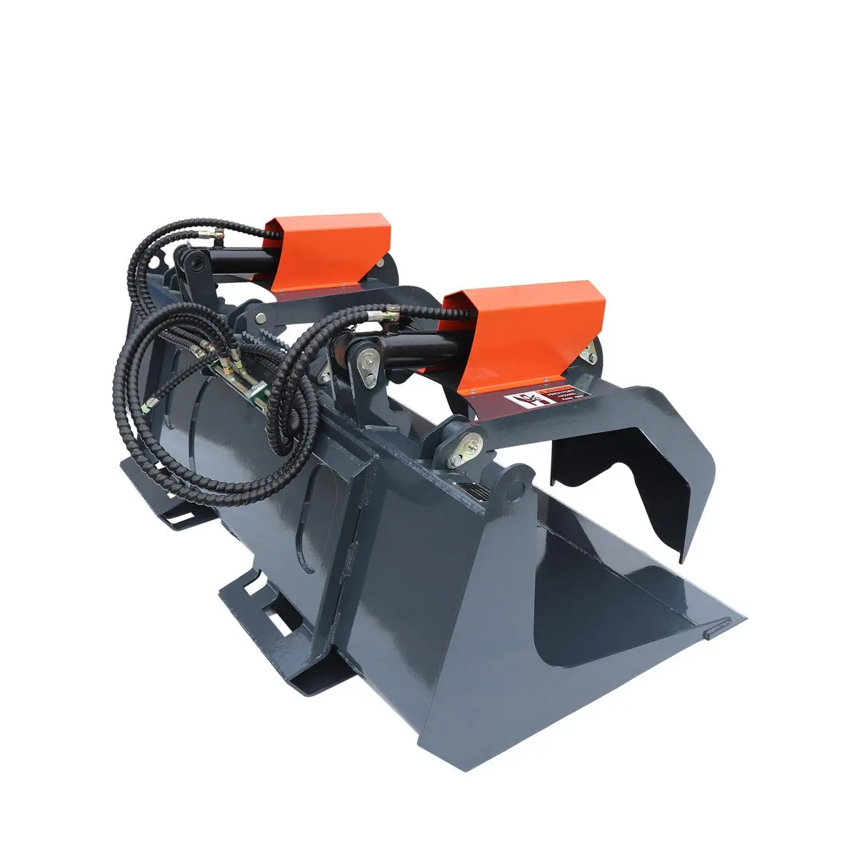 72" Skid Steer Solid Bottom Grapple Bucket, 35" Grab Opening, Dual Cylinder Arms, 3000-lb Capacity, 30-70 HP, TMG-GB72 - Image 4