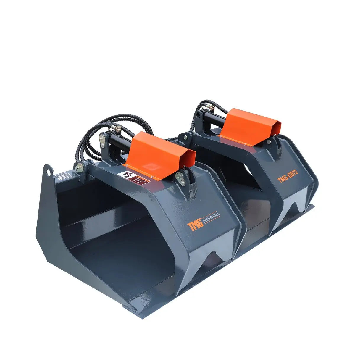 72" Skid Steer Solid Bottom Grapple Bucket, 35" Grab Opening, Dual Cylinder Arms, 3000-lb Capacity, 30-70 HP, TMG-GB72 - Image 5