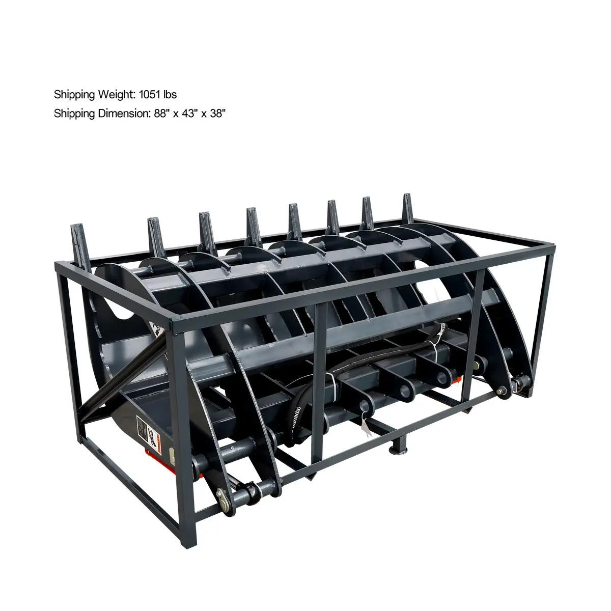 72" Skid Steer Root Rake Grapple Attachment, Universal Mount, 53" Jaw Opening, 9" Tine Spacing, 3000 lb Weight Capacity, TMG-RG72 - Image 21