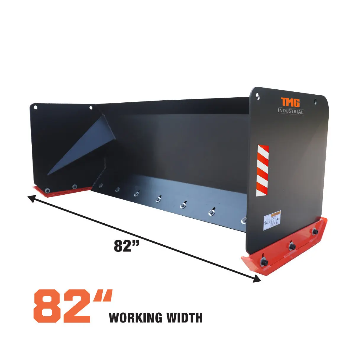 7' Skid Steer Snow Pusher w/Steel Cutting Edge, Pivoting Wear Shoes, Side Braces, 40-70 HP, TMG-SP07 - Image 6