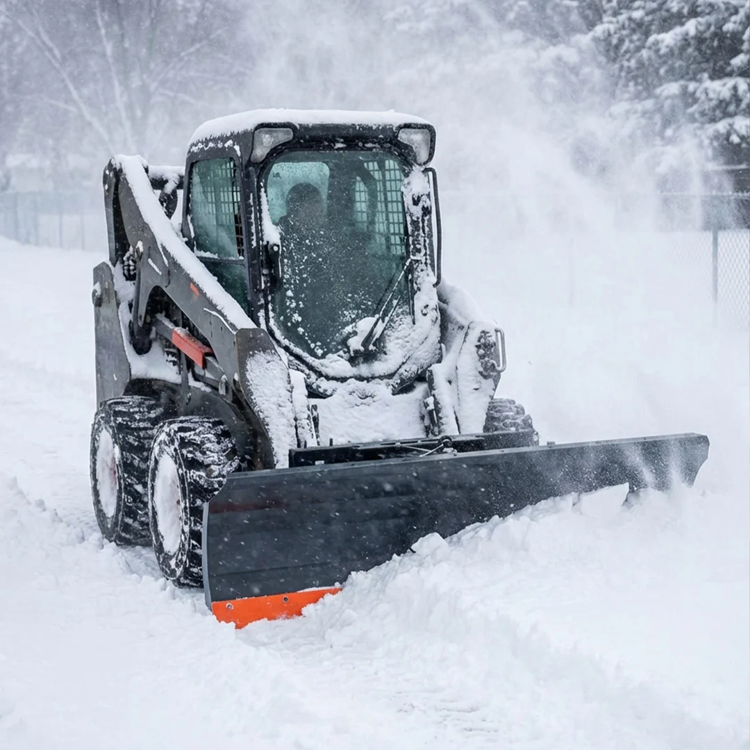 94" Skid Steer Dozer Blade/Snow Plow Pusher, 30° Left & Right, Bolt-On Cutting Edge, Adjustable Skid Shoes, Universal Quick Mount, TMG-DB94 - Image 3