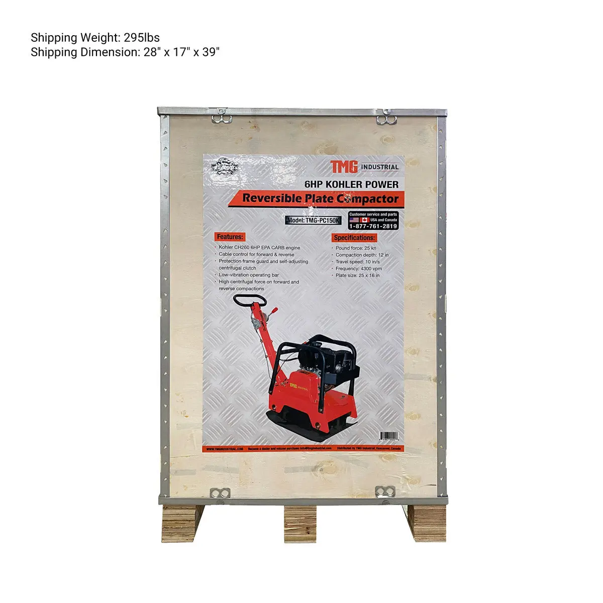 5600-lb Reversible Vibratory Plate Compactor, 6 HP Kohler Command Pro Engine, TMG-PC150K - Image 10