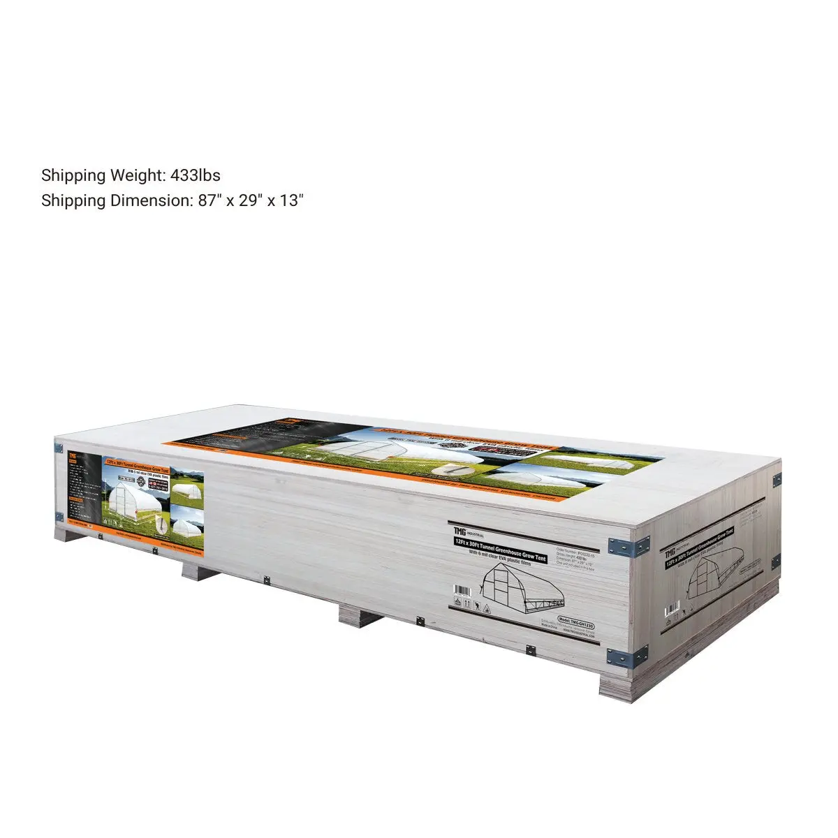 12' x 30' Tunnel Greenhouse Grow Tent w/6 Mil Clear EVA Plastic Film, Cold Frame, Hand Crank Roll-Up Sides, Peak Ceiling Roof, TMG-GH1230 - Image 15