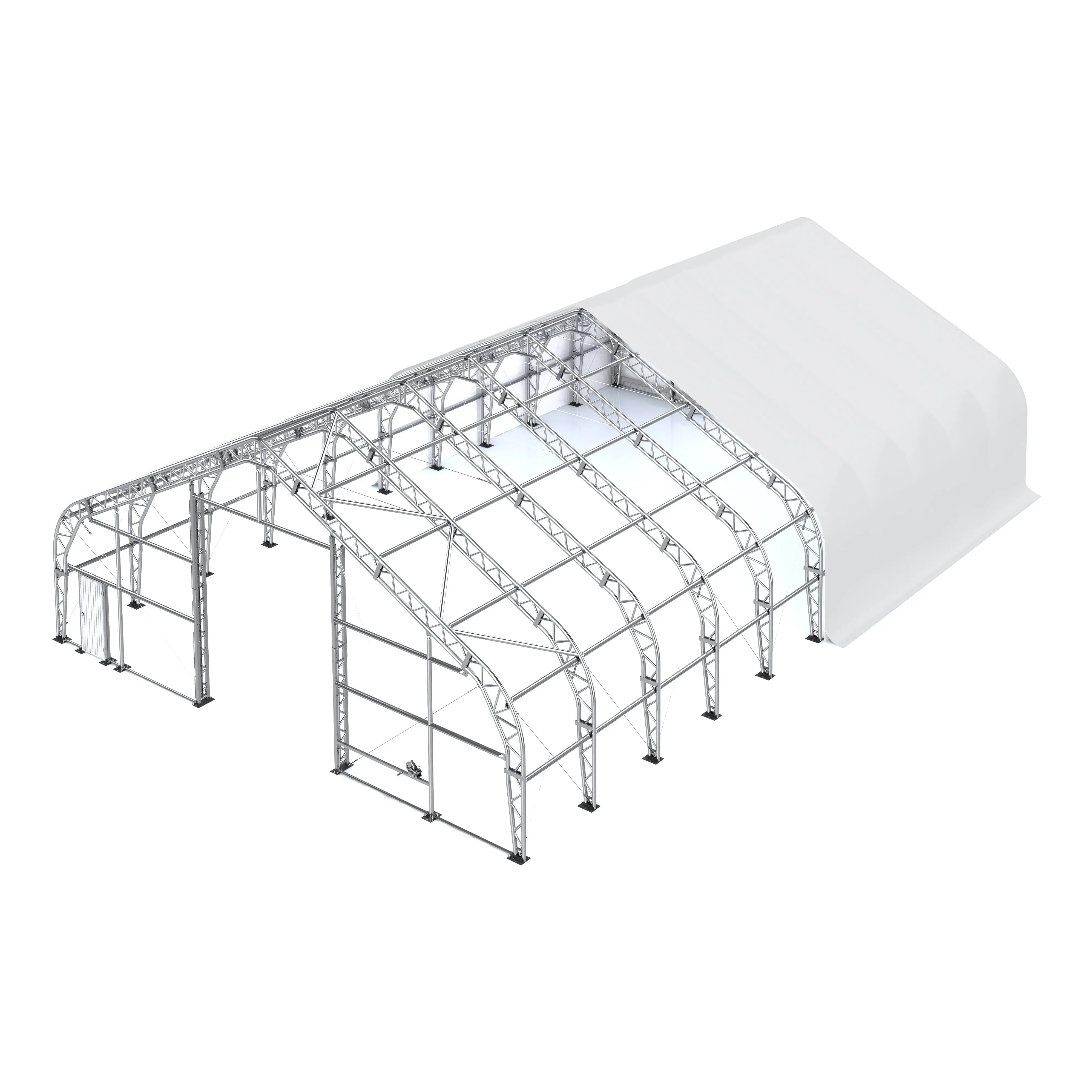 Pro Series 50' x 150' Dual Truss Storage Shelter with Heavy Duty 32 oz PVC Cover & Drive Through Doors, TMG-DT50150-PRO - Image 8