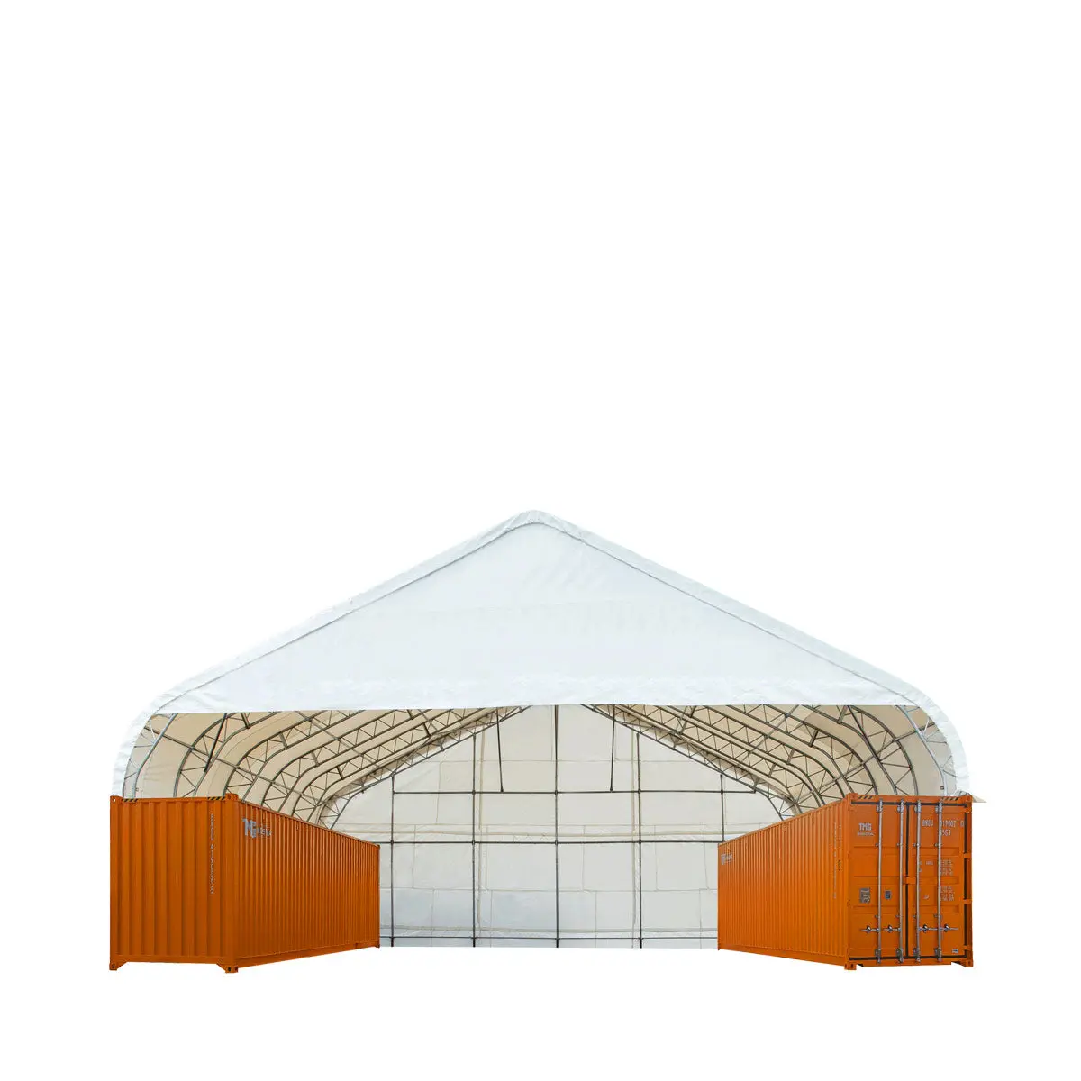 Pro Series 50' x 40' Dual Truss Container Shelter with Heavy Duty 32 oz PVC Cover, Enclosed End Wall and Front Drop, TMG-DT5040CF-PRO - Image 10