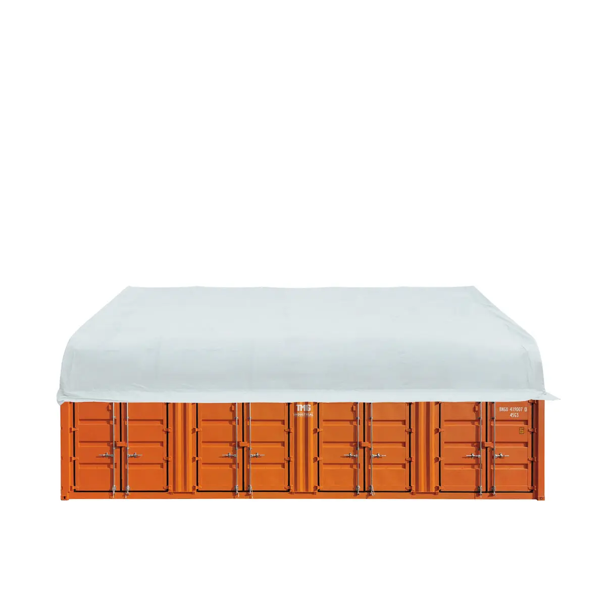 Pro Series 50' x 40' Dual Truss Container Shelter with Heavy Duty 32 oz PVC Cover, Enclosed End Wall and Front Drop, TMG-DT5040CF-PRO - Image 11