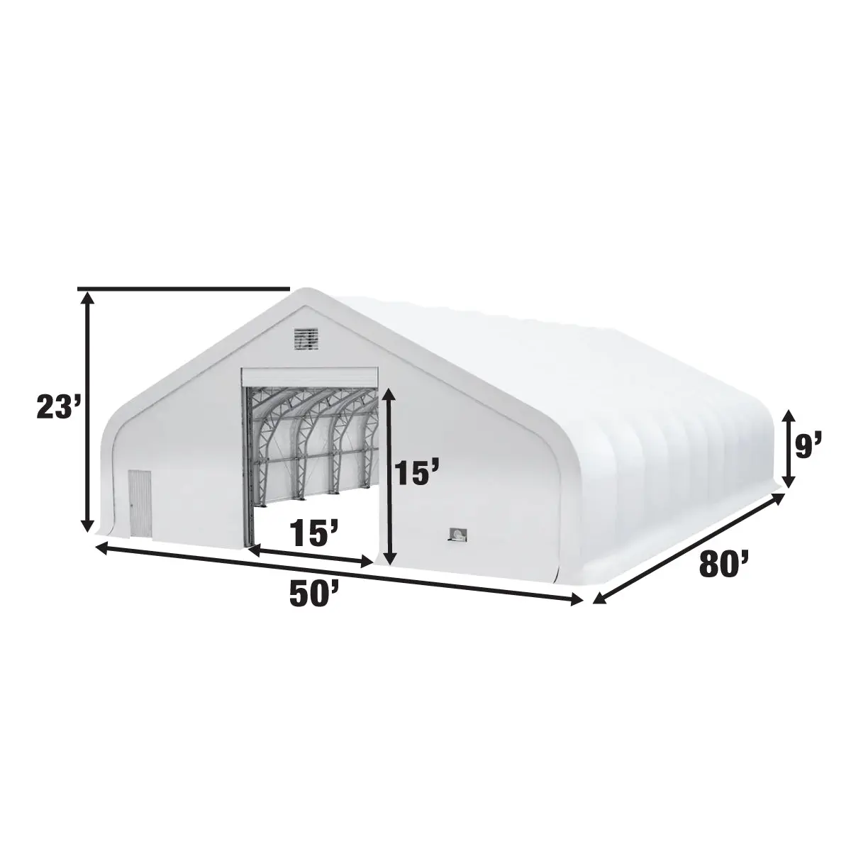 Pro Series 50' x 80' Dual Truss Storage Shelter with Heavy Duty 32 oz PVC Cover & Drive Through Doors, TMG-DT5080-PRO - Image 7