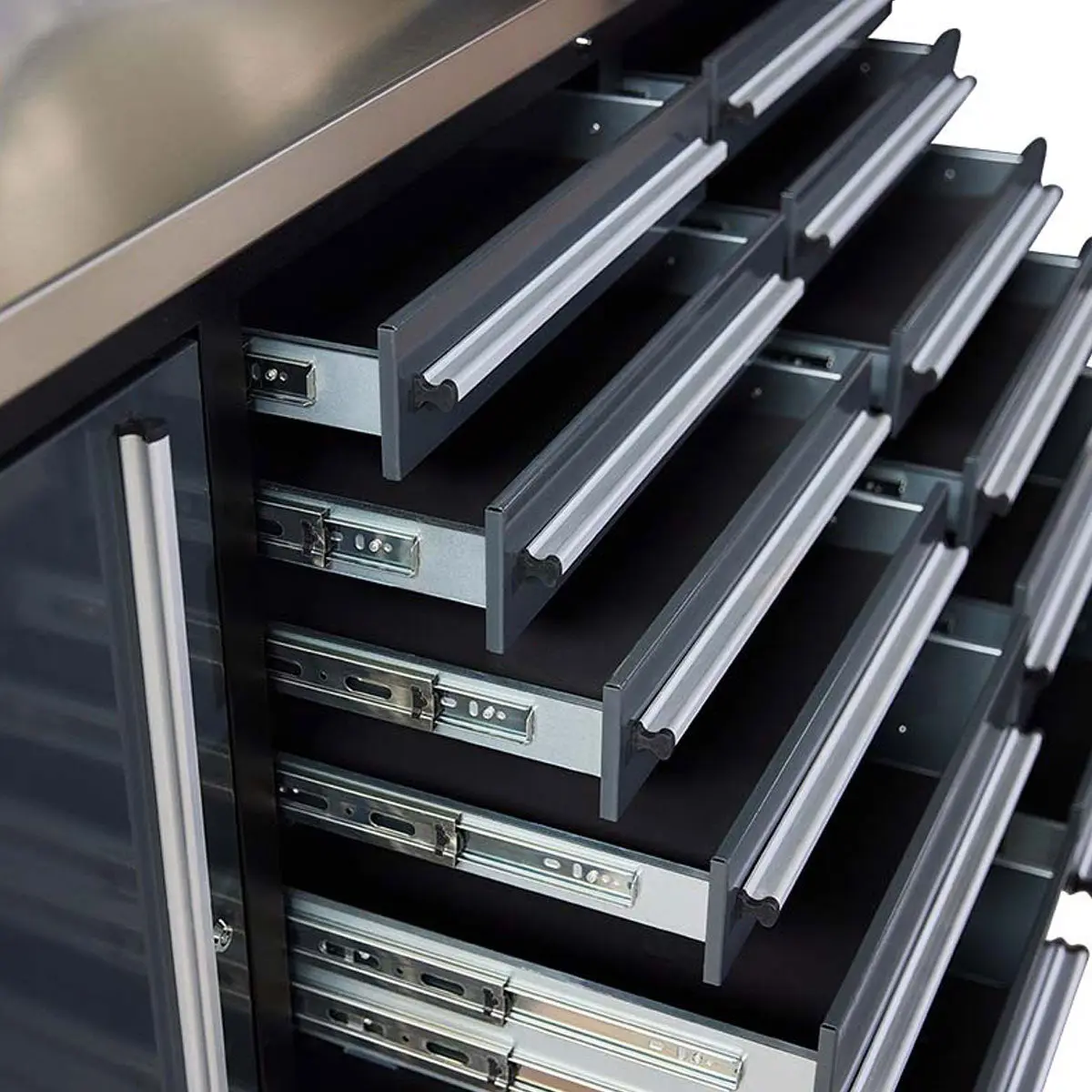 Pro Series 7-Ft 12-Drawer Workbench with Stainless Steel Top, Ball Bearing Double Slides & Casters, TMG-WB712 - Image 11