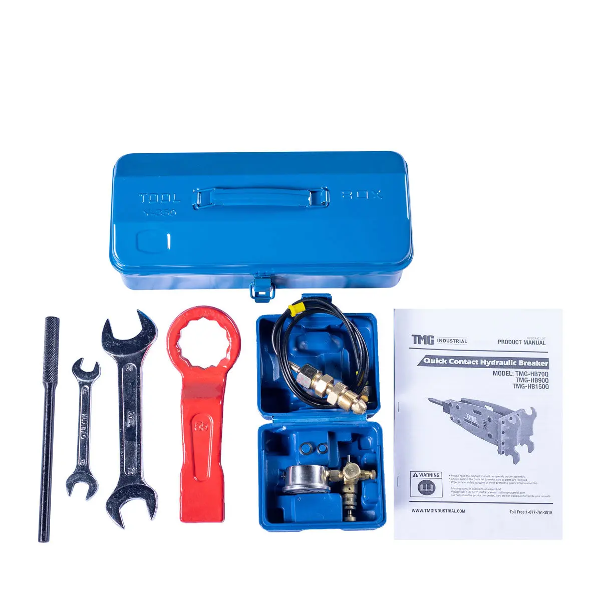 10-15 Ton Excavator/Backhoe Hydraulic Breaker, Quick Change (Q/C) Lugging, 4'' Moil Point Chisel, 1960 J Impact Energy, 400-700BPM, TMG-HB150Q - Image 10