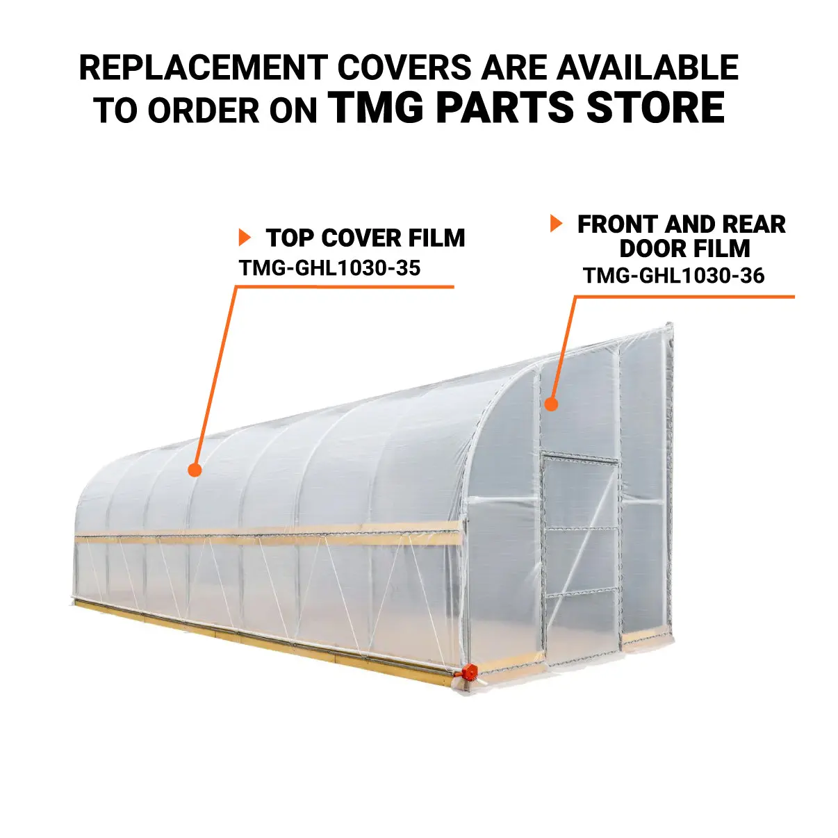 10' x 30' Lean-To Greenhouse Grow Tent w/6 Mil Clear EVA Plastic Film, Cold Frame, Hand Crank Roll-Up Side, 6-½' Sidewall, TMG-GHL1030 - Image 4