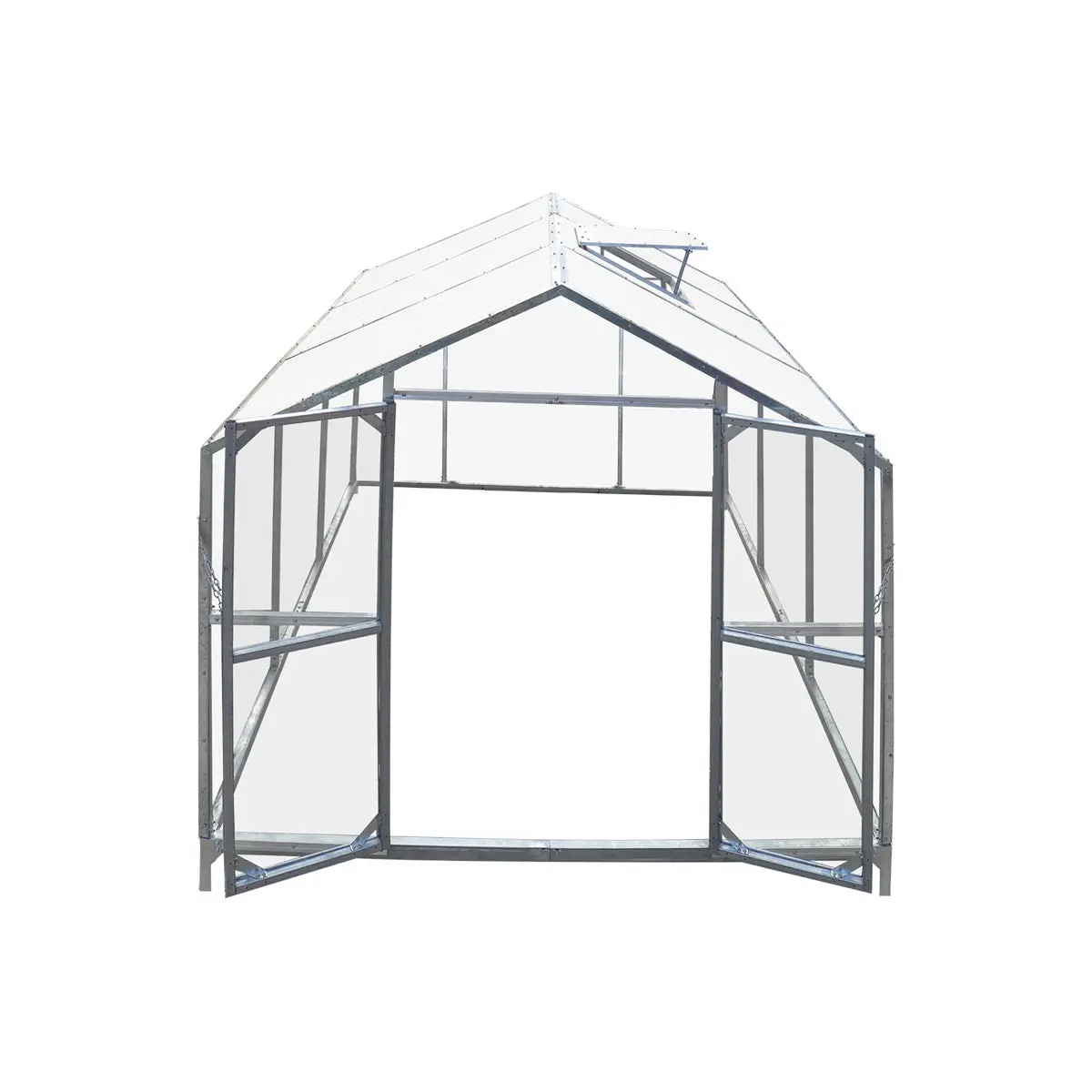 8' x 10' Greenhouse with Galvanized Steel Frame, Polycarbonate Twin-Wall Roof and Crystal-Clear Solid Walls TMG-GH811 - Image 5