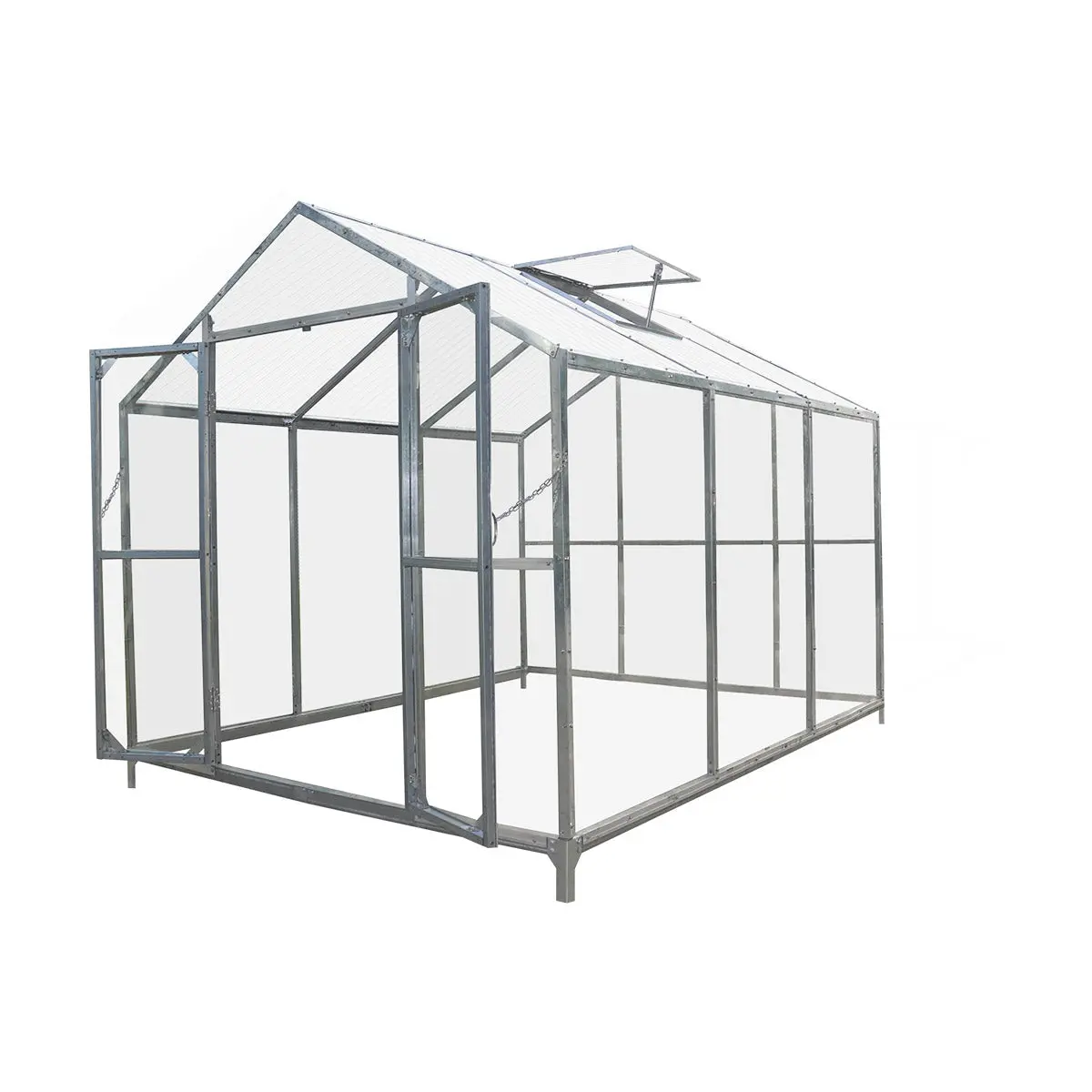 8' x 10' Greenhouse with Galvanized Steel Frame, Polycarbonate Twin-Wall Roof and Crystal-Clear Solid Walls TMG-GH811 - Image 7