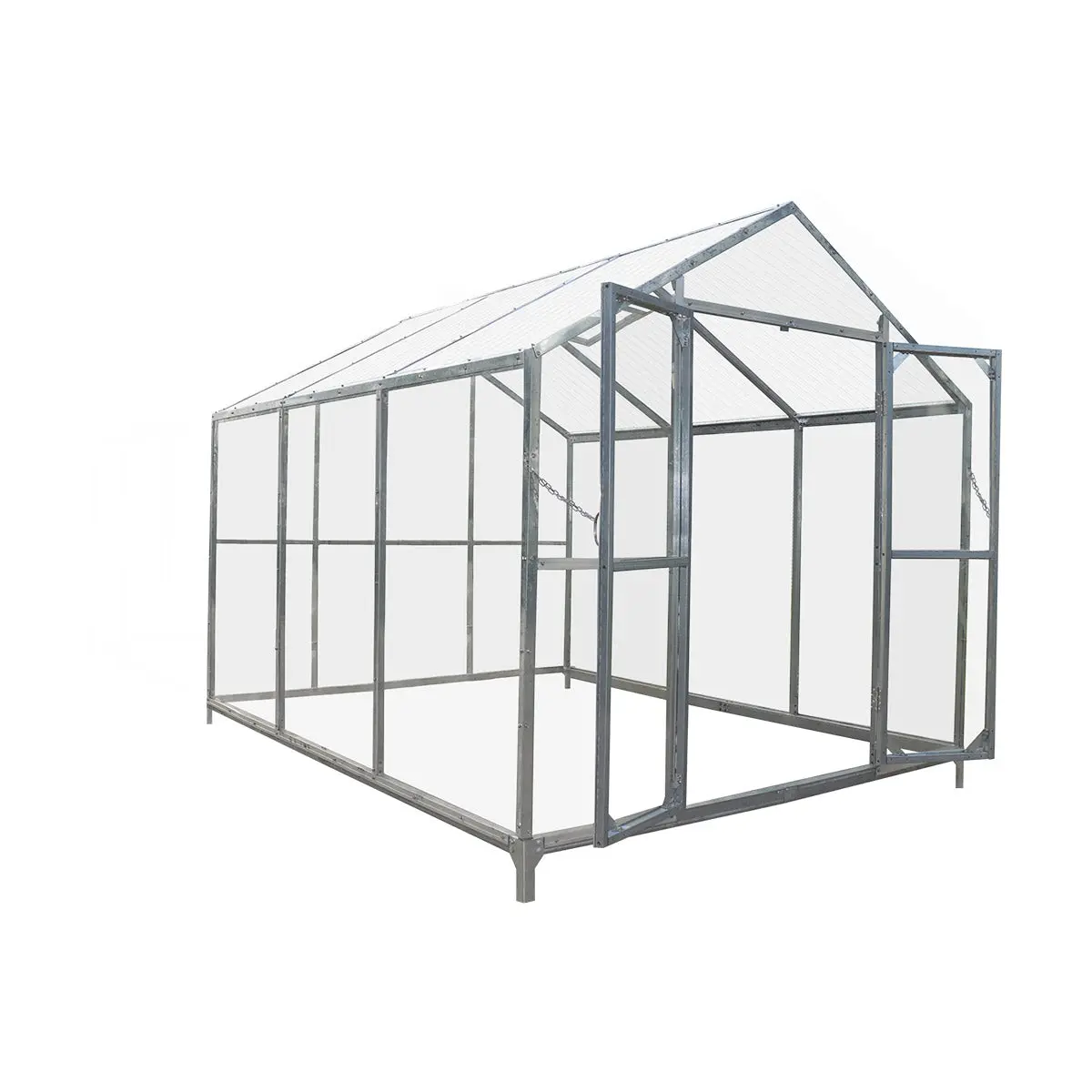 8' x 10' Greenhouse with Galvanized Steel Frame, Polycarbonate Twin-Wall Roof and Crystal-Clear Solid Walls TMG-GH811 - Image 8