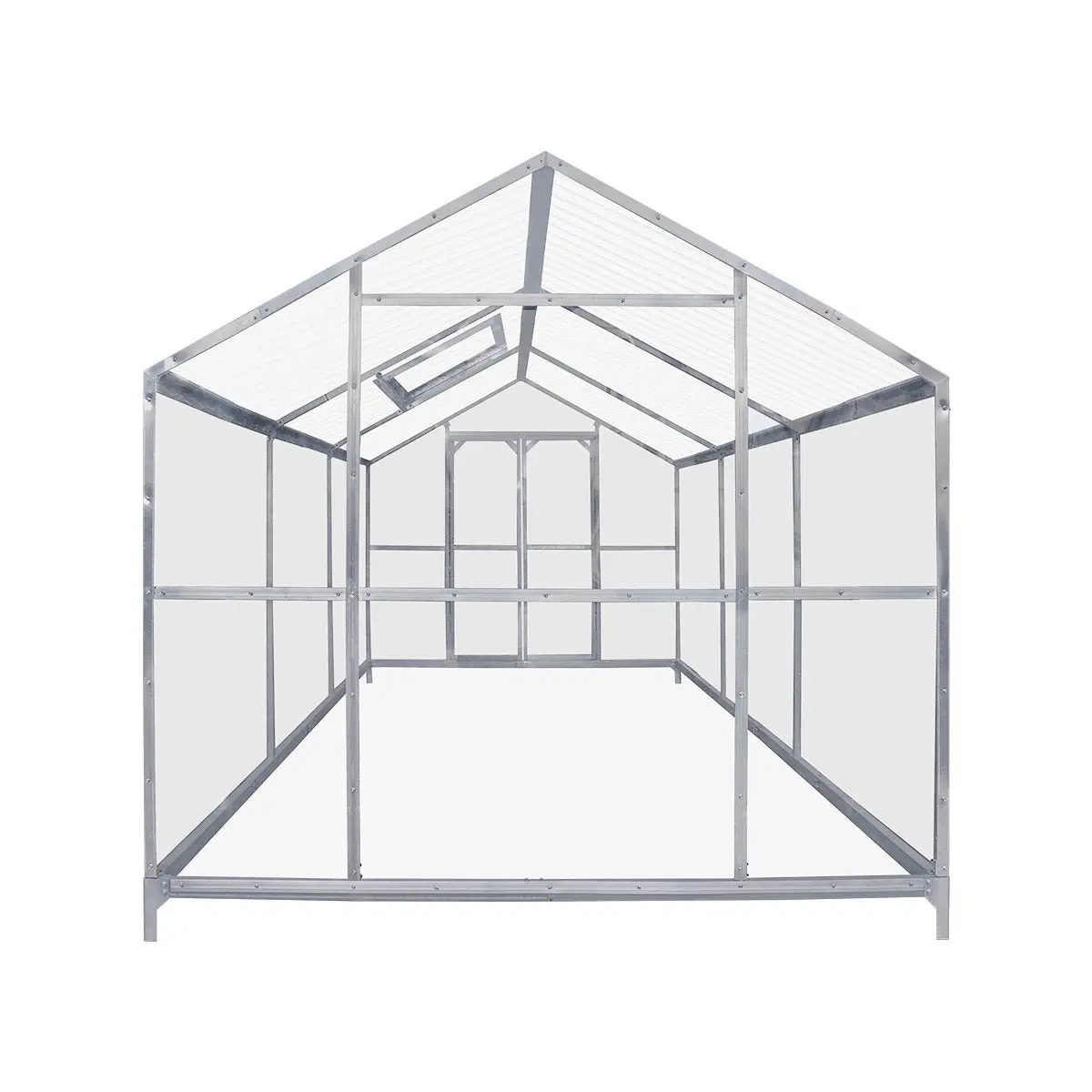 8' x 10' Greenhouse with Galvanized Steel Frame, Polycarbonate Twin-Wall Roof and Crystal-Clear Solid Walls TMG-GH811 - Image 9